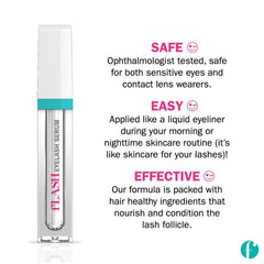 FLASHSERUM dispense nozzle closeup emphasizes minimal serum use per application