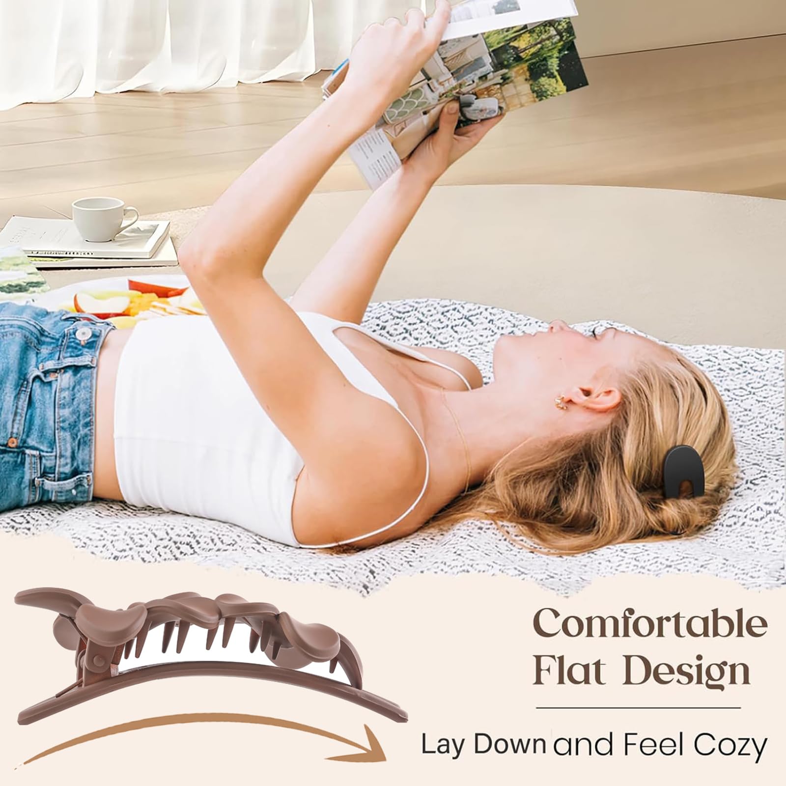 Flat Hair Clips comfy design supports relaxed lounging and comfortable backrest