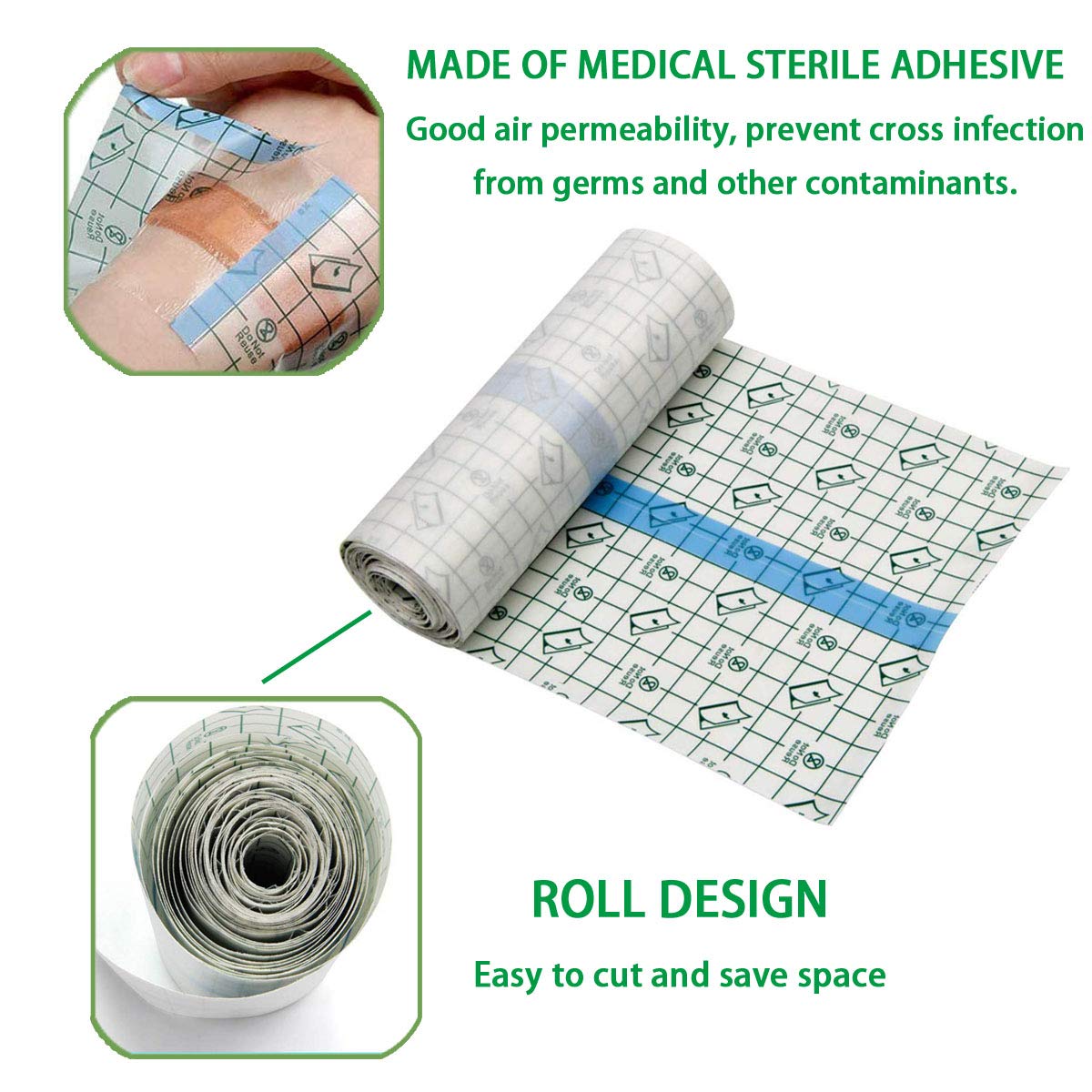 Flatoedu tattoo bandage with grid back makes sizing easy for precise coverage.