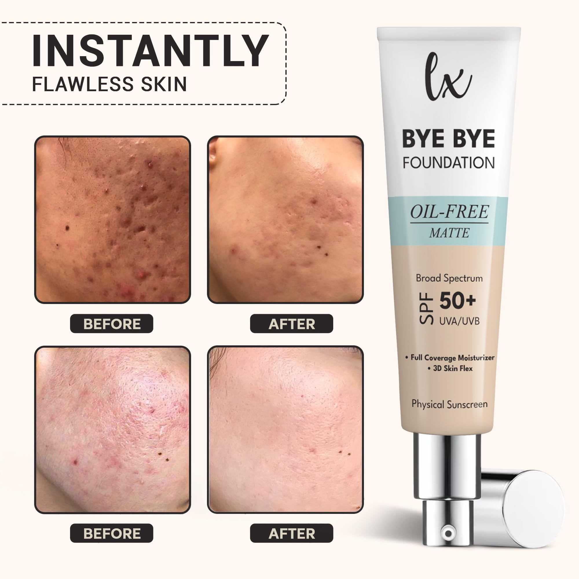 Flawless Radiance By Luxe Blend medium shade swatch guides color-match for medium skin tones.