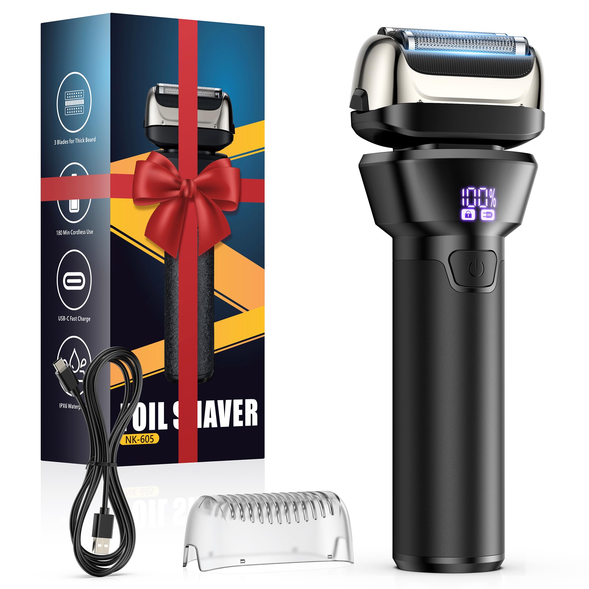 Fleaks Funly electric foil shaver with 4D heads for close, contour-following shaving.