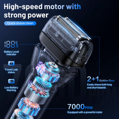 Fleaks Funly shaver with USB-C fast charging for extended cordless use.
