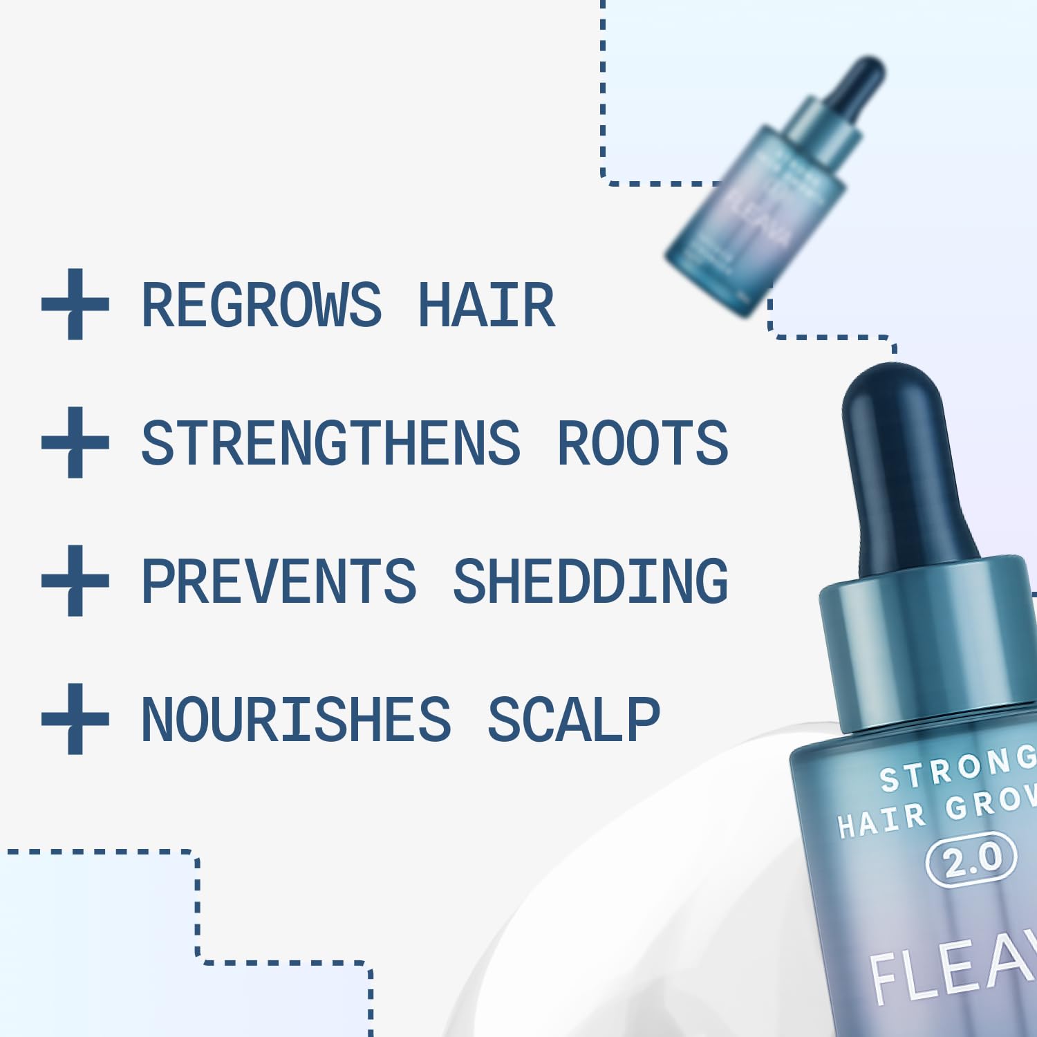 Fleava Hair Regrowth Serum on scalp—gentle massage for root reinforcement.