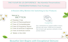 Fleur De Lis Naturals anti aging cream bottle in use for smooth skin