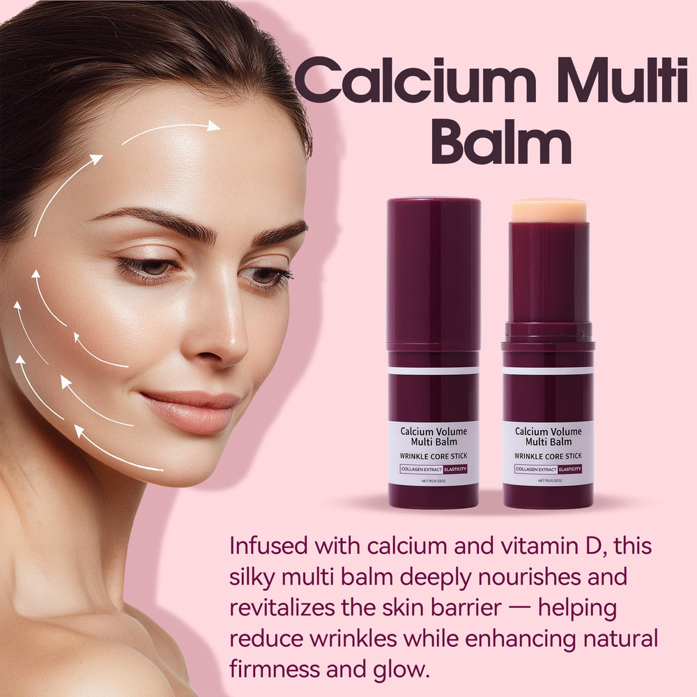 Fleur Luxxe Calcium Multi Balm Stick ingredients emphasizing hydration benefits.