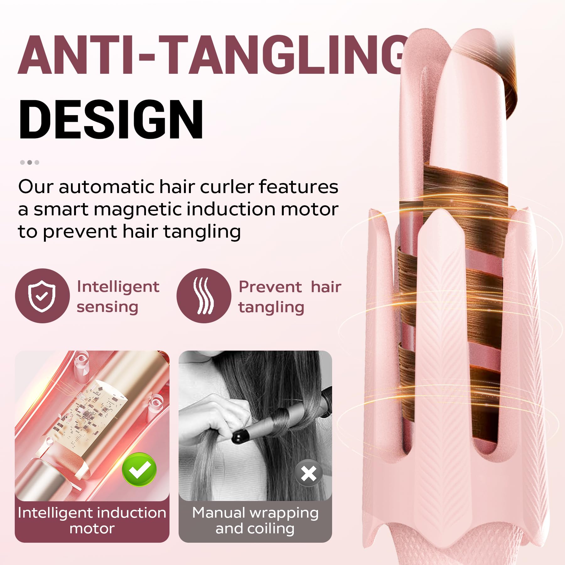 FlexiGlide ceramic barrel with negative ions reduces frizz.
