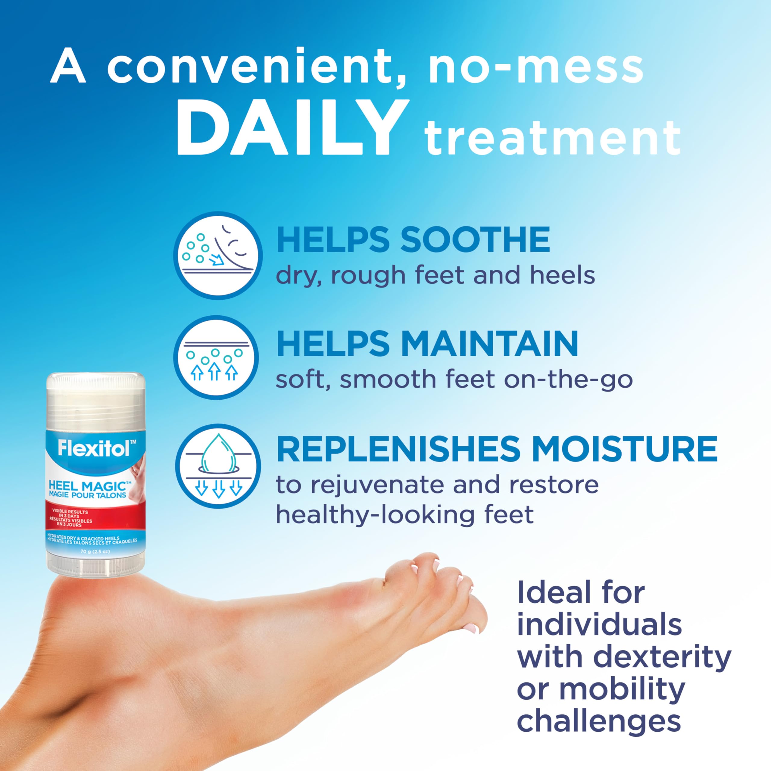 Flexitol Heel Magic aloe vera and tea tree oil closeup for soothing protection