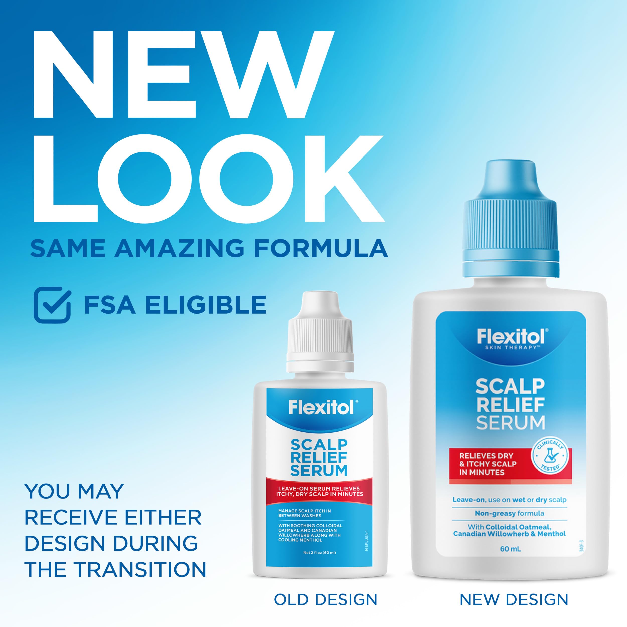Flexitol ingredients display with colloidal oatmeal and menthol for soothing