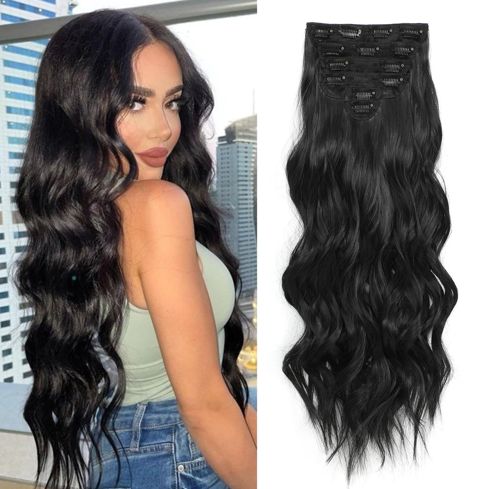 Fliace clip-in hair extensions 6pcs pack overview for easy volume boost.