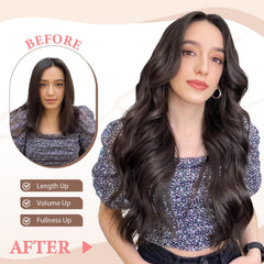 Fliace dark brown long wavy hair blend for seamless styling.