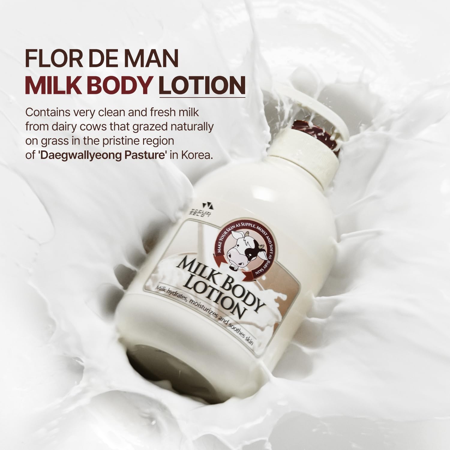 Flor de Man Cosmocos Somang Milk Body Lotion texture swirl demonstrates non-greasy absorption