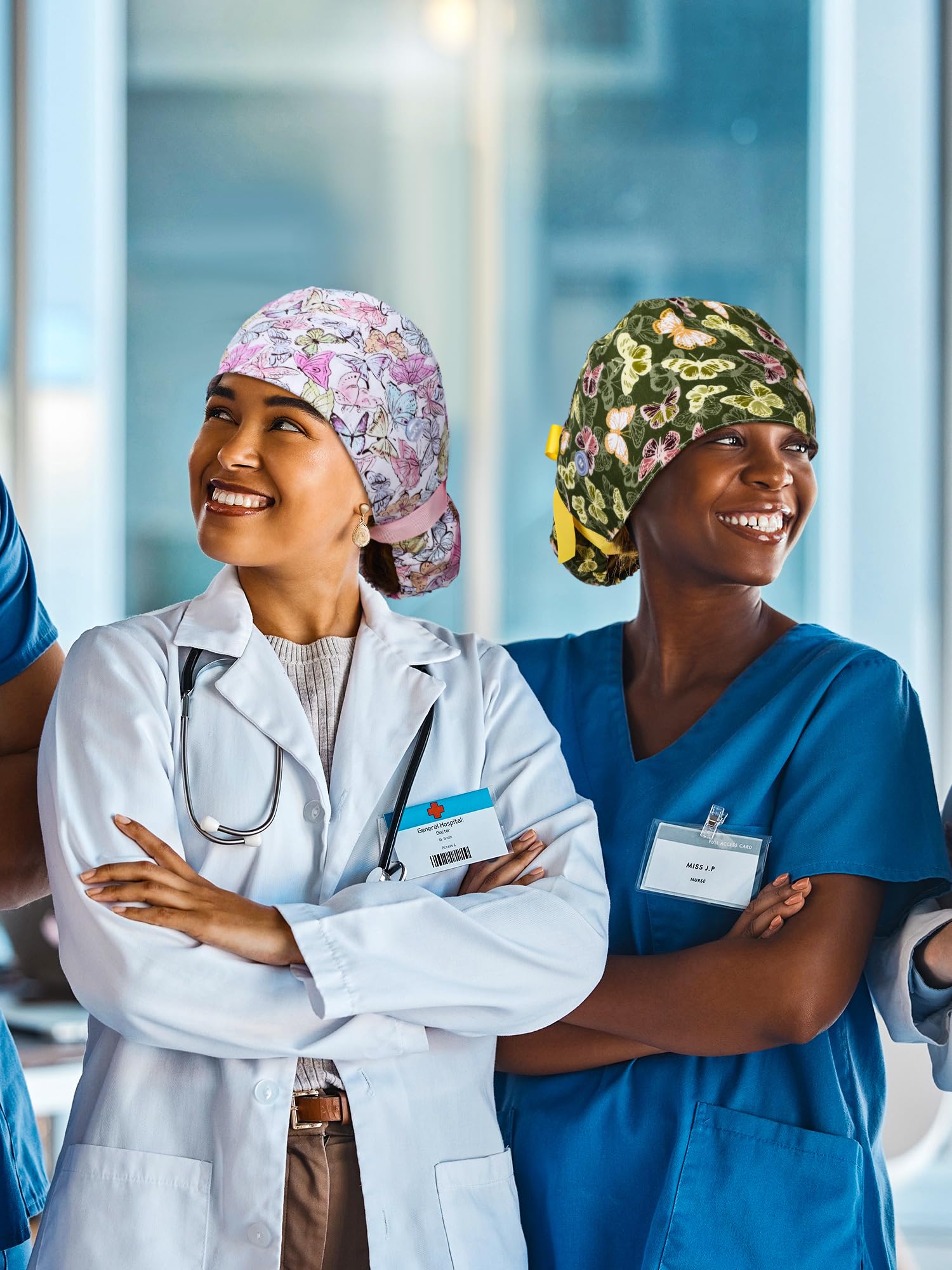Floraltop satin lined scrub cap cotton and satin material highlights breathable, comfortable wear