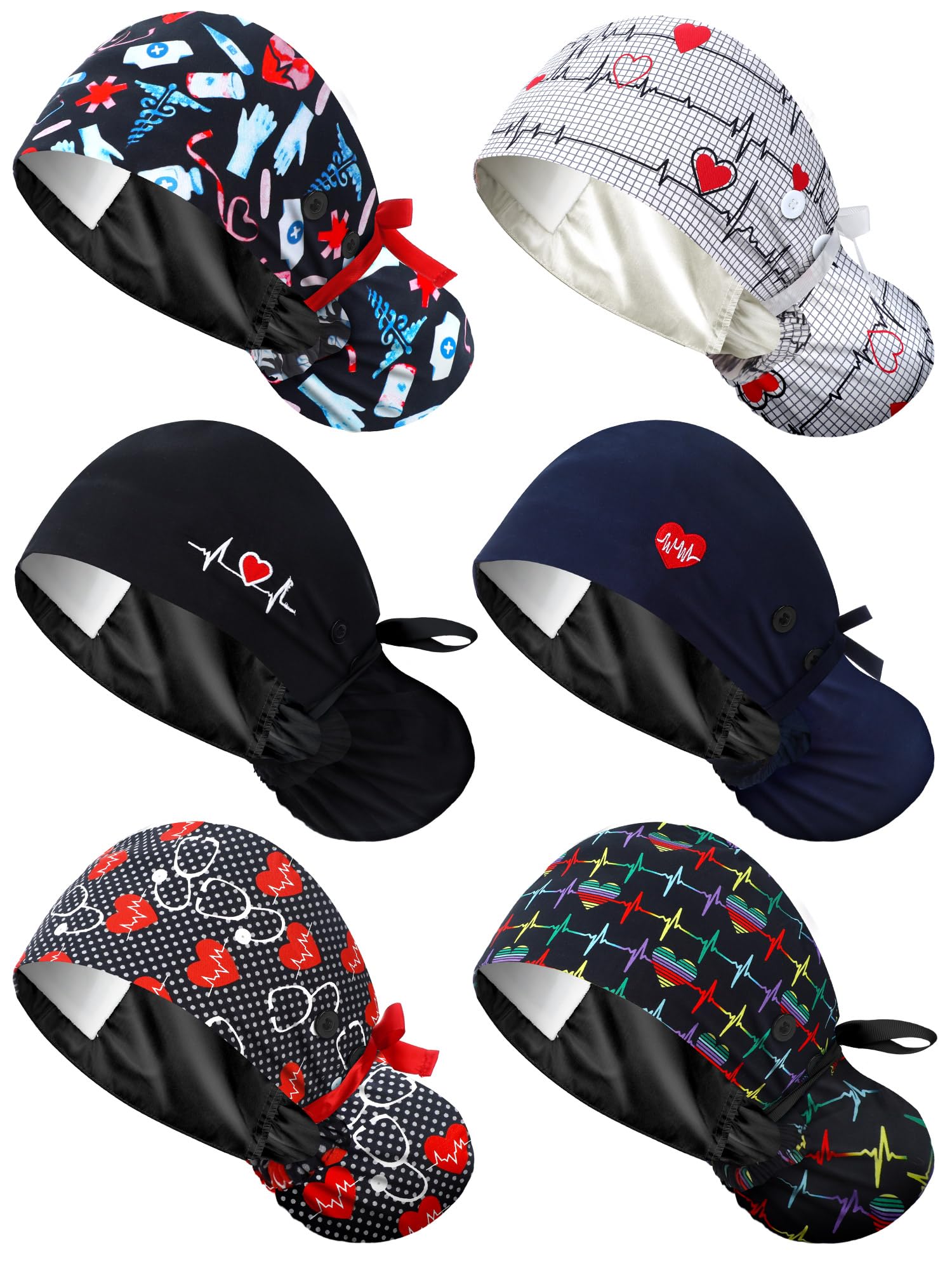 Floraltop satin lined scrub cap front view for all-day breathable comfort