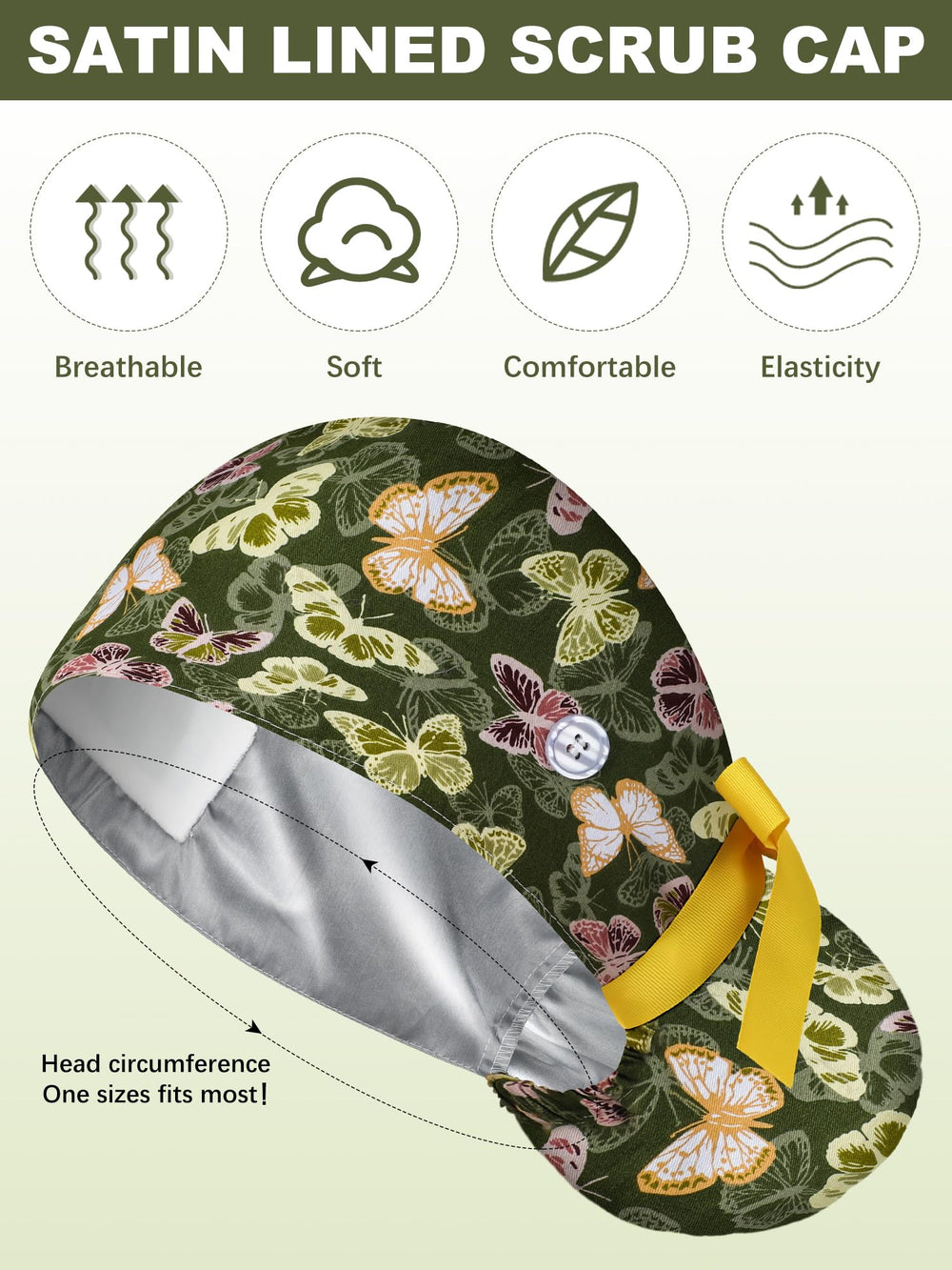 Floraltop satin lined scrub cap ponytail opening demonstrates easy hair management during long shifts