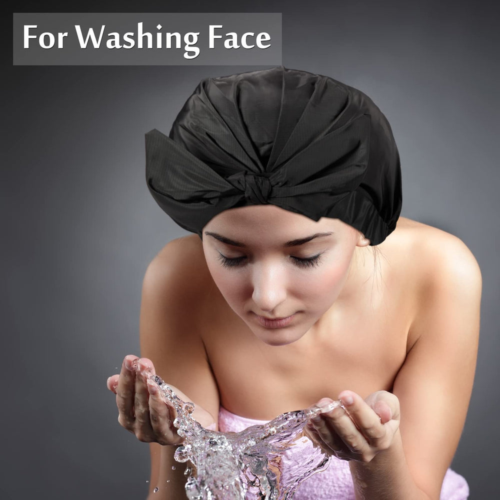 Floraltop long-hair coverage cap keeps length tidy during bath