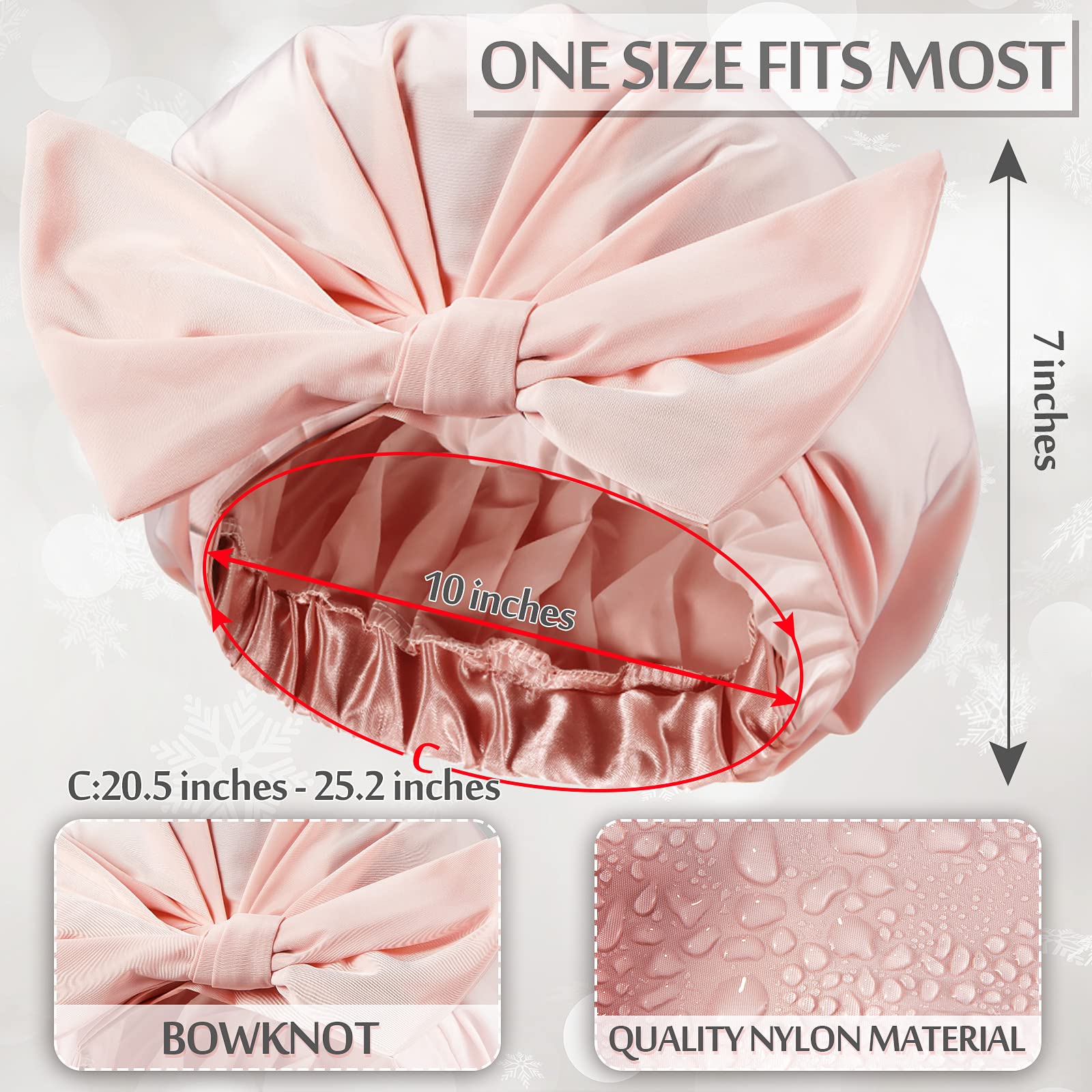 Floraltop striped bowknot satin shower cap protects hair while bathing with style