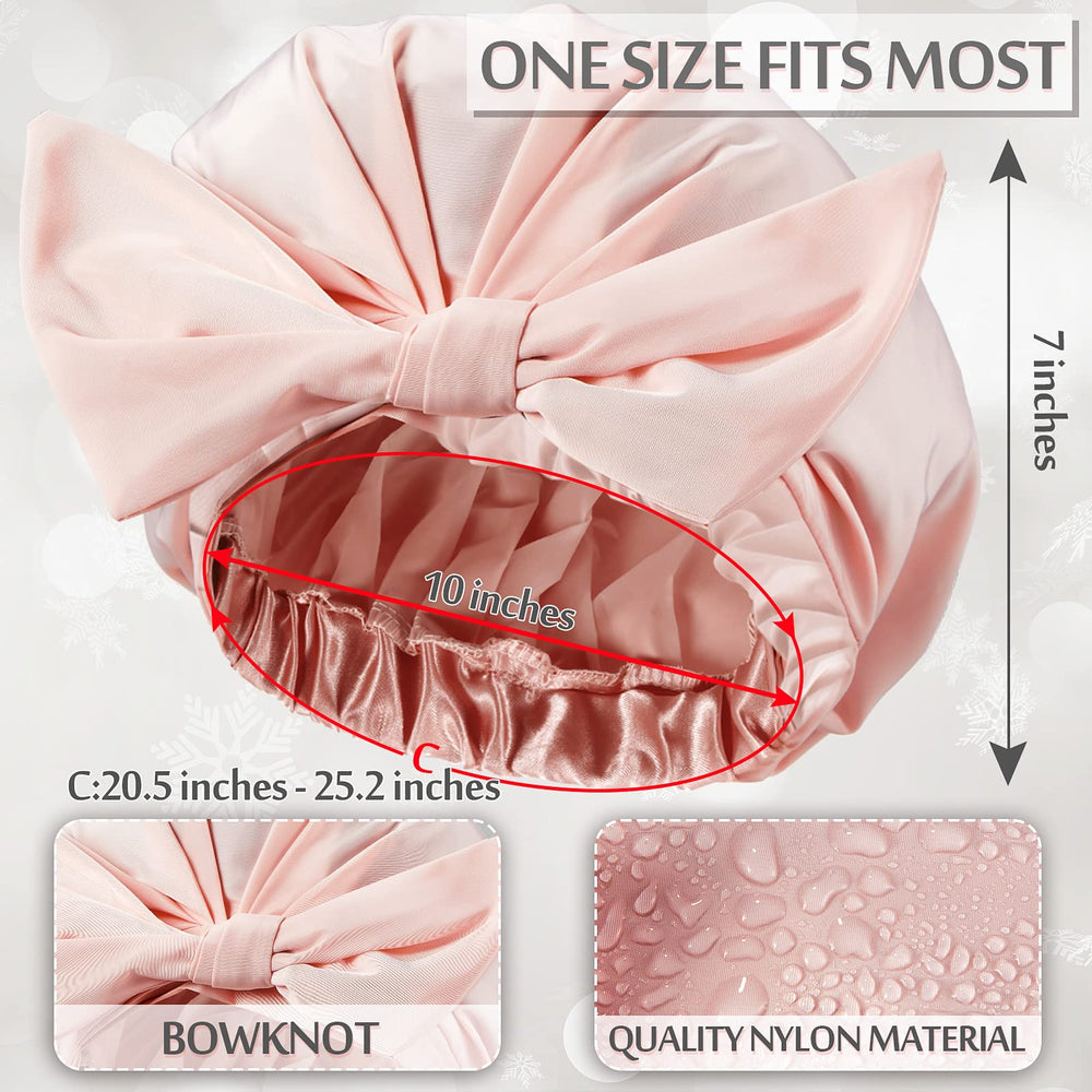Floraltop striped bowknot satin shower cap protects hair while bathing with style