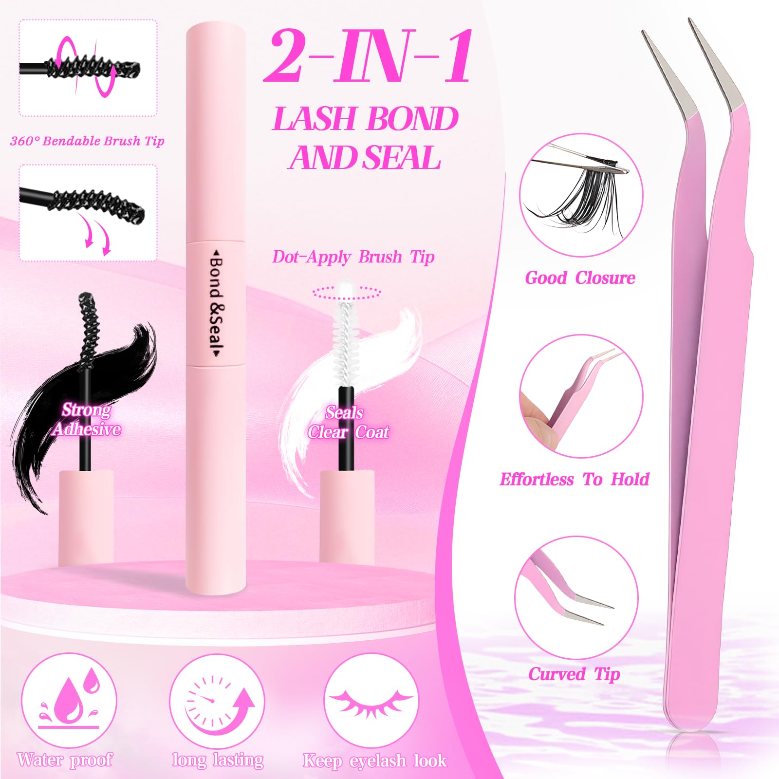 Floranest Lash Clusters Kit includes bond and seal glue for secure wear.