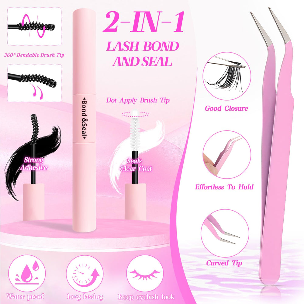 Floranest Lash Clusters Kit includes bond and seal glue for secure wear.