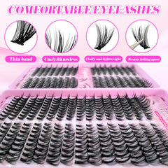 Floranest Lash Clusters Kit with D curl fluffy lashes for soft fringe.
