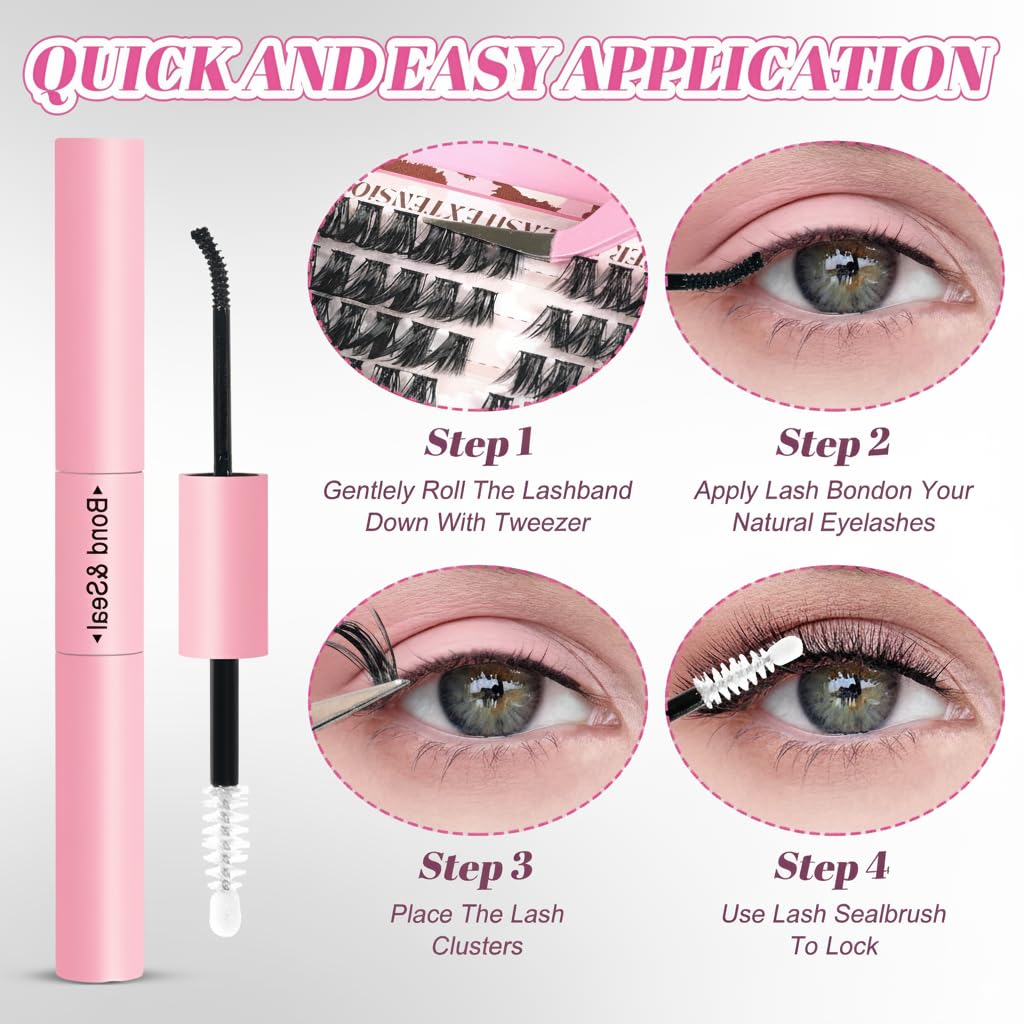 Floranest Lash Clusters Kit includes tweezers and brush for precise application.