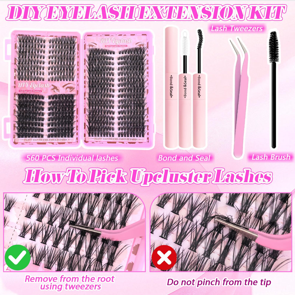 Floranest Lash Clusters Kit with 40D-60D-80D densities for versatile looks.