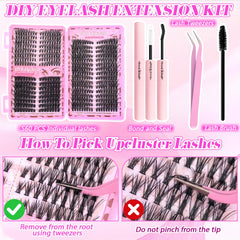 Floranest Lash Clusters Kit with 40D-60D-80D densities for versatile looks.