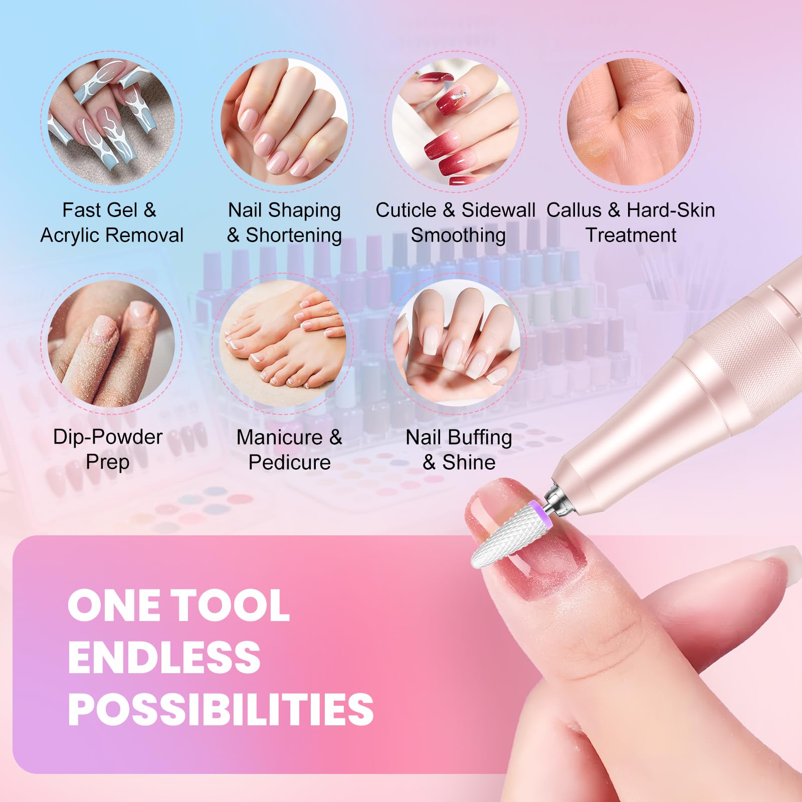 FLORAVIC ceramic bit provides gentler natural-nail filing for prep