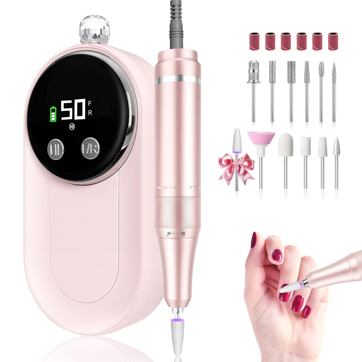 FLORAVIC Nail Drill main unit enables fast gel and acrylic removal with precise control