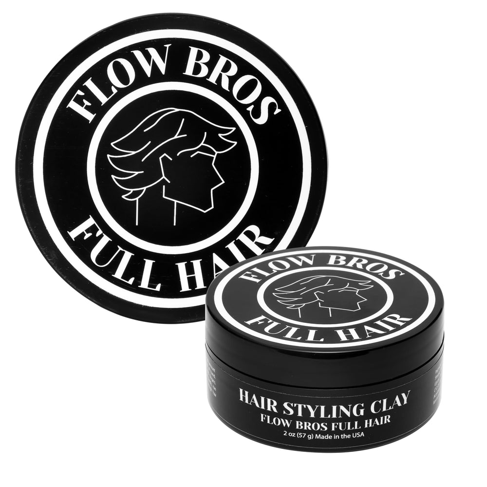 Flow Bros hair clay close-up shows restyle-ready formula without crust or stickiness.
