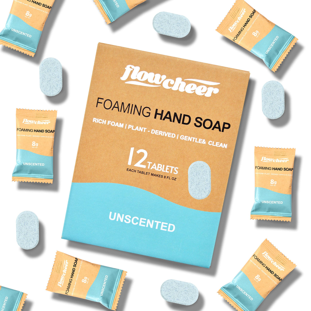 Flowcheer foaming hand soap tablets refill setup for zero waste.