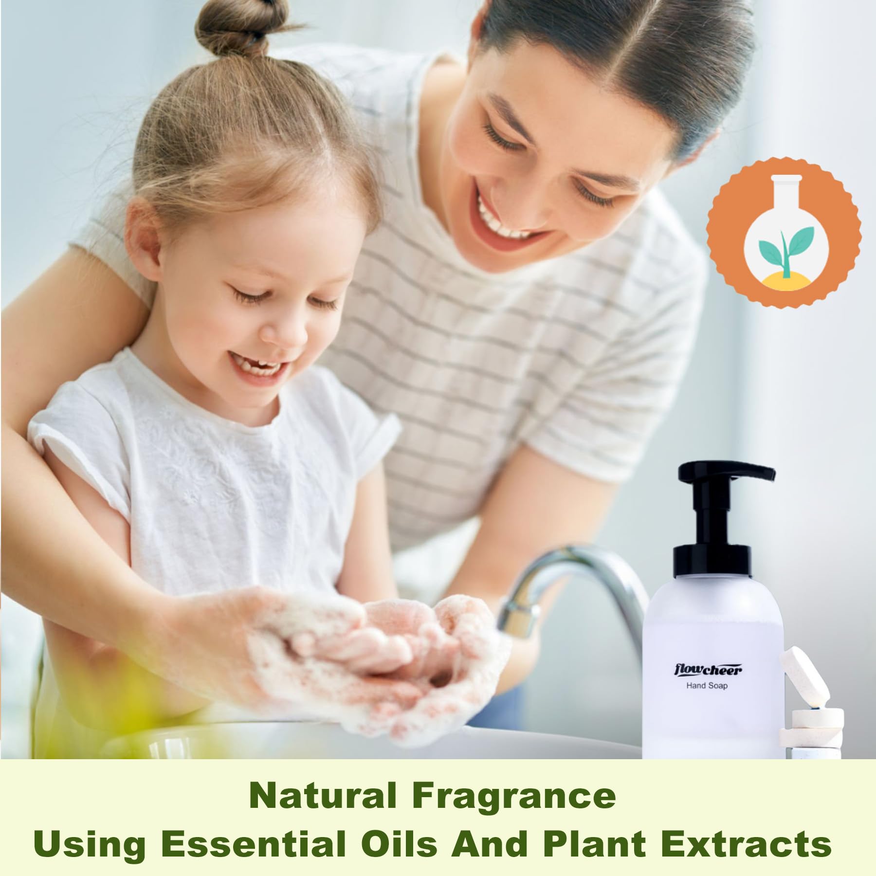 Flowcheer unscent tablets for fragrance-free hand cleansing