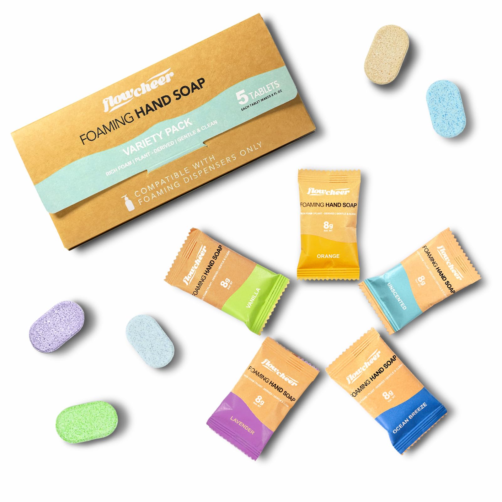 Flowcheer vanilla tablets for gentle cleansing and subtle fragrance