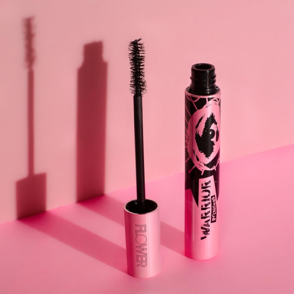 FLOWER Beauty Warrior Princess mascara is washable with gentle, easy removal.