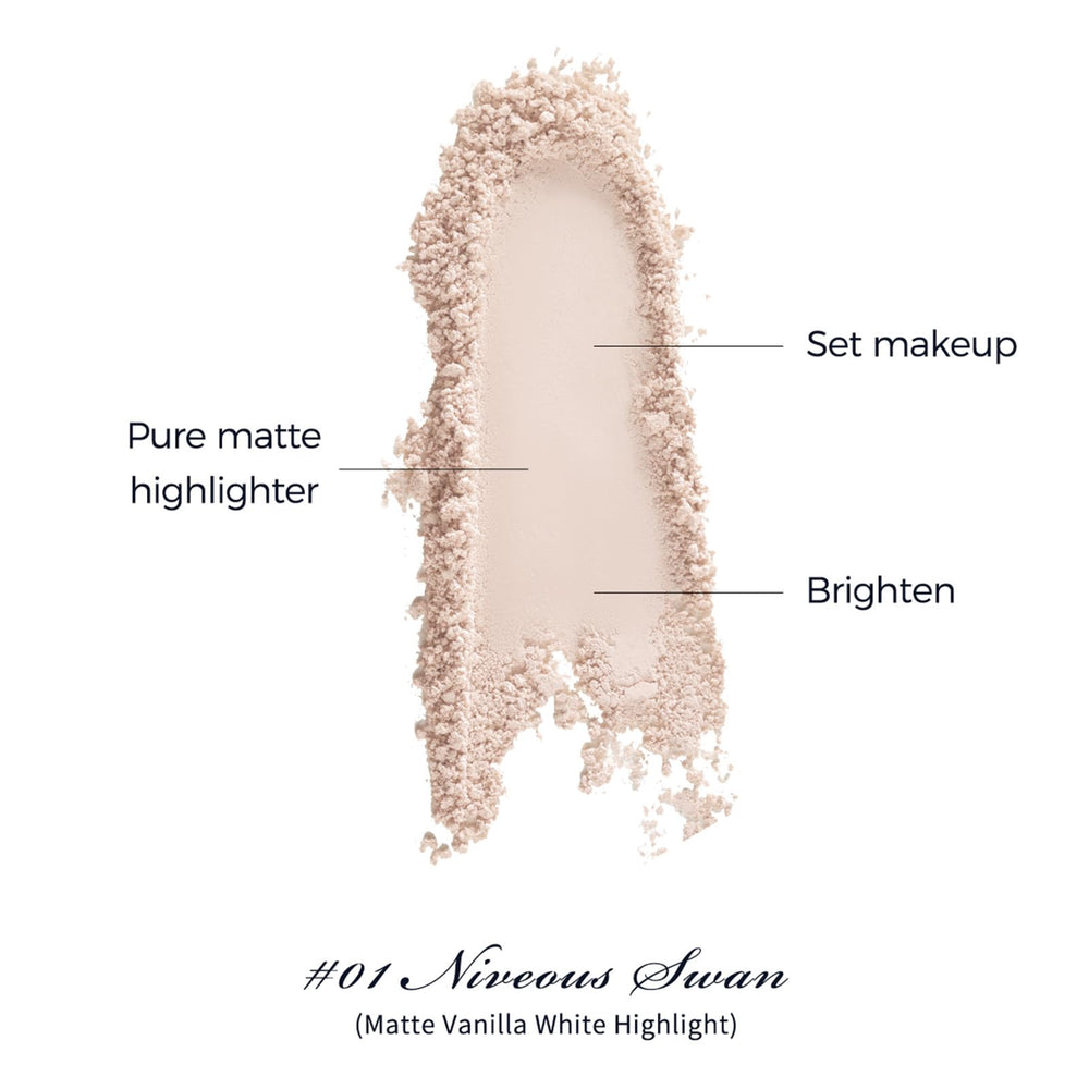 Flower Knows 01 Niveous Swan vanilla matte swatch shows soft white brighten.