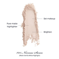 Flower Knows 01 Niveous Swan vanilla matte swatch shows soft white brighten.