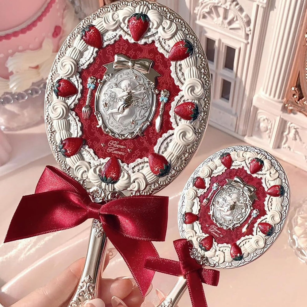Flower Knows clear glass mirror ensures accurate reflection for precise makeup checks.