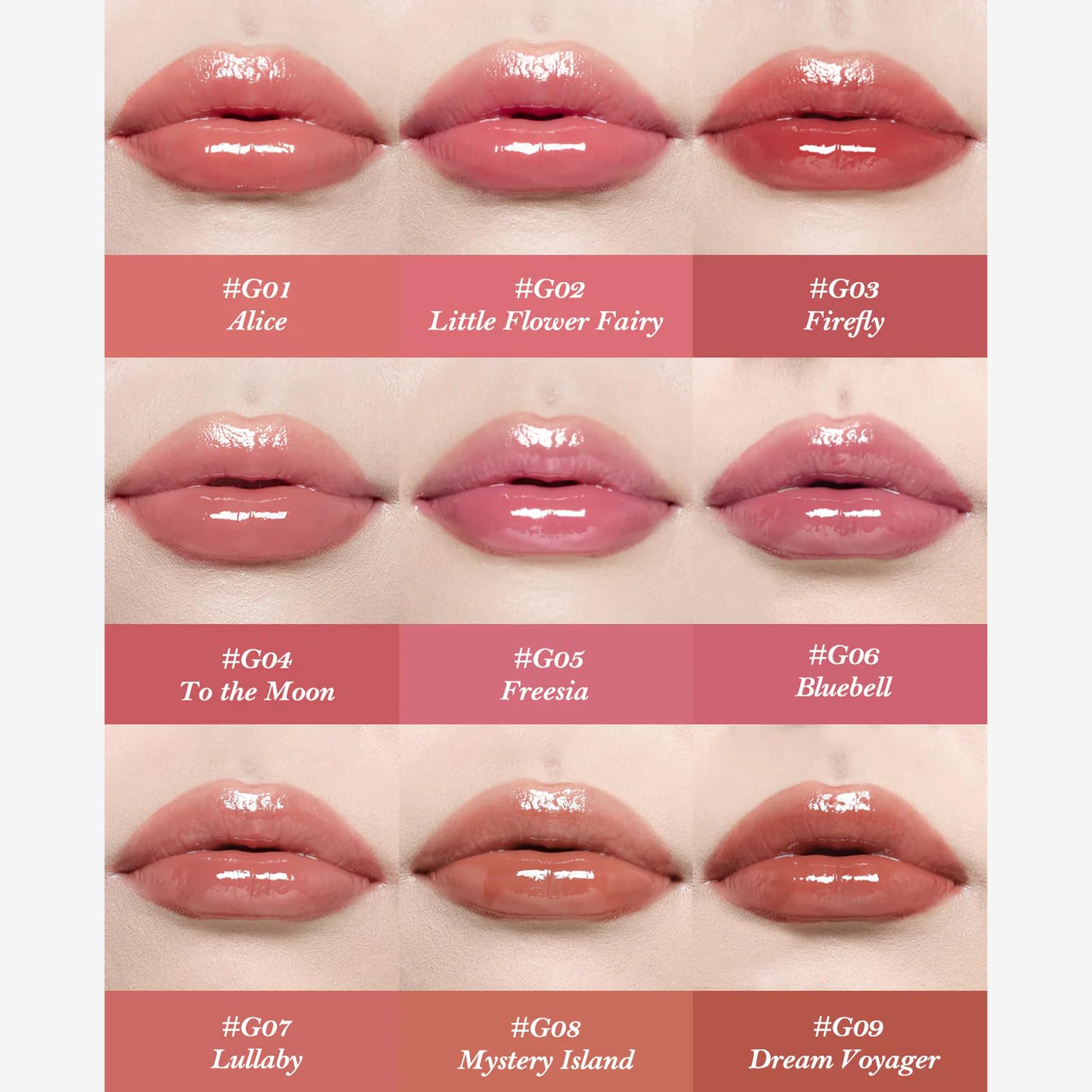 Flower Knows gloss swirl swatch shows hydrating, glowy color