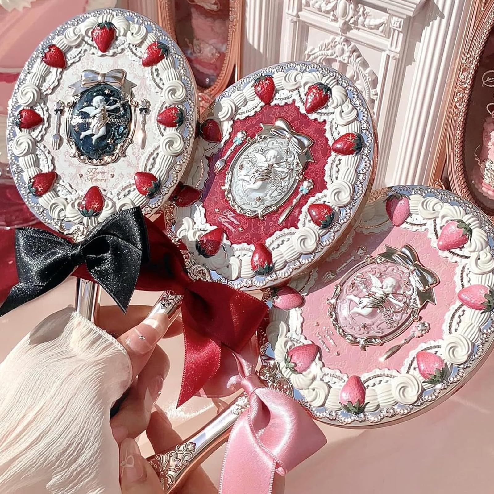 Flower Knows gold Cupid accent elevates the piece with romantic vintage flair.