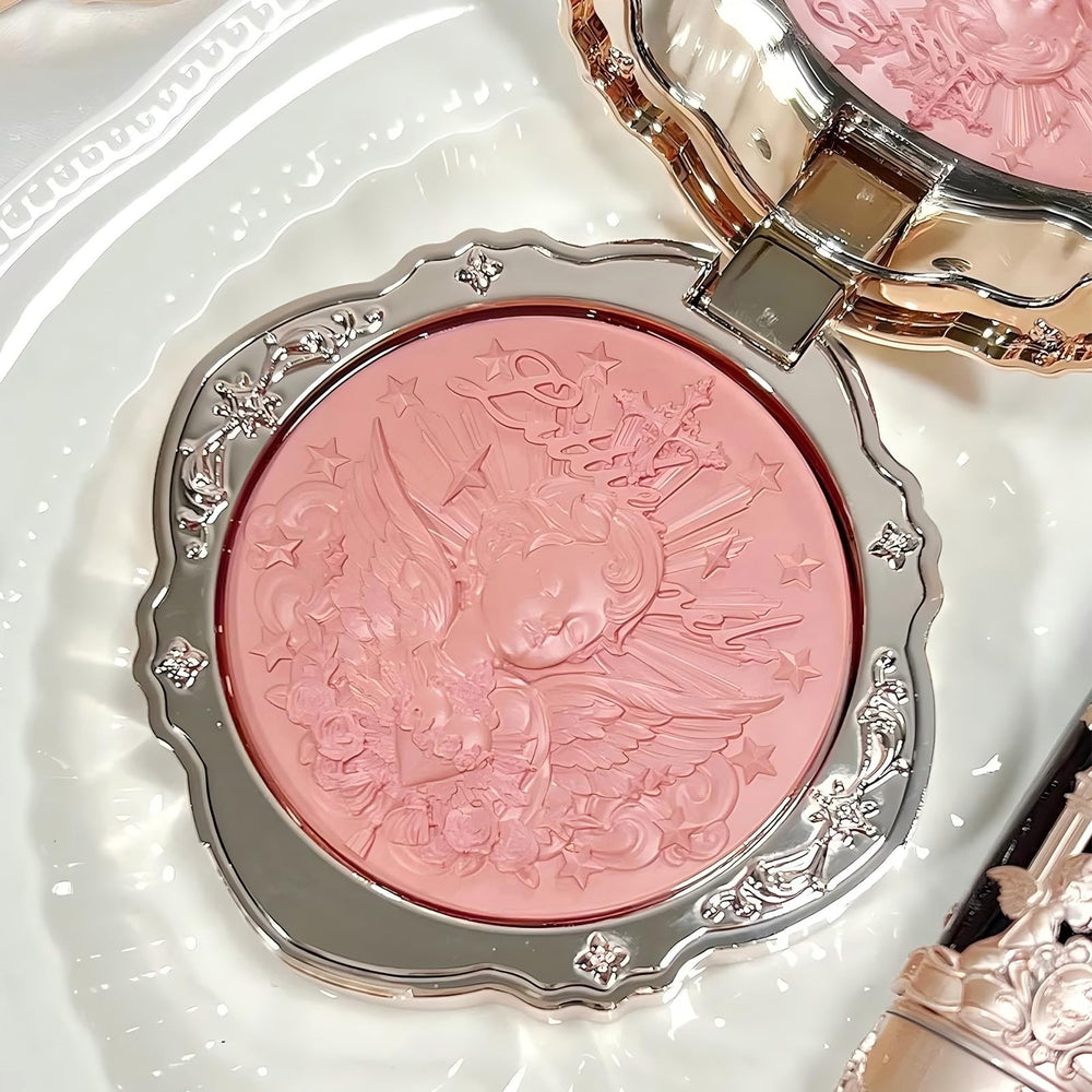 Flower Knows Little Angel Cream Blush applying with puff for precise coverage