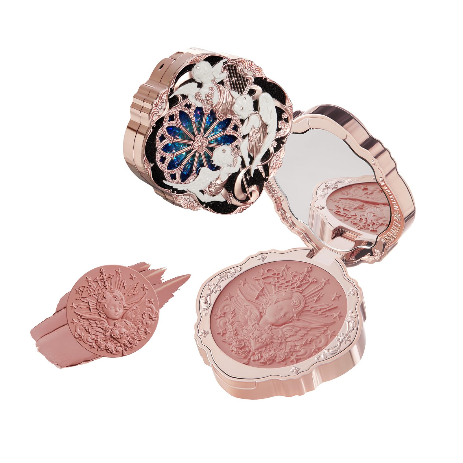 Flower Knows Little Angel Cream Blush embossed compact design, display-ready