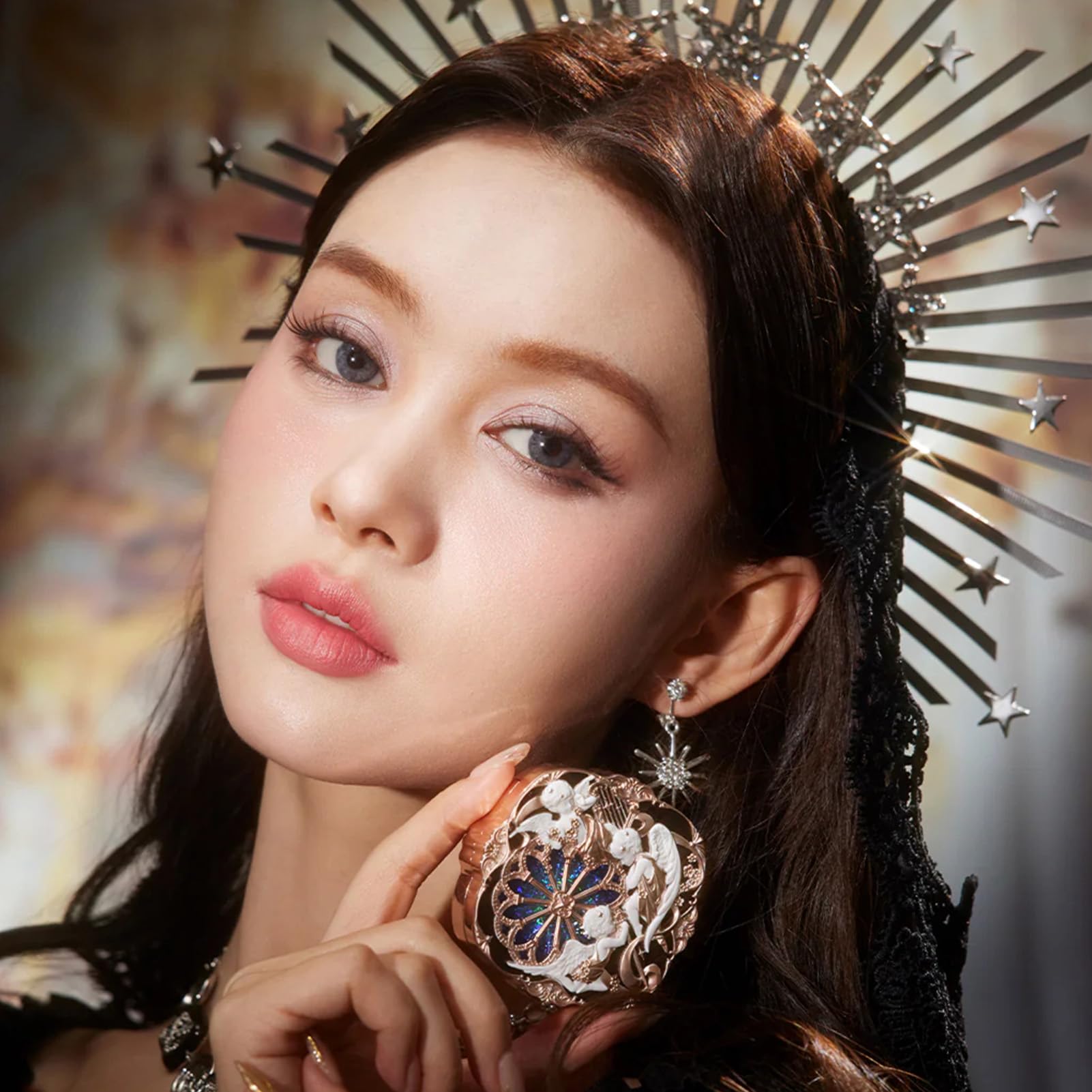 Flower Knows Little Angel Cream Blush on cheek with dewy glow