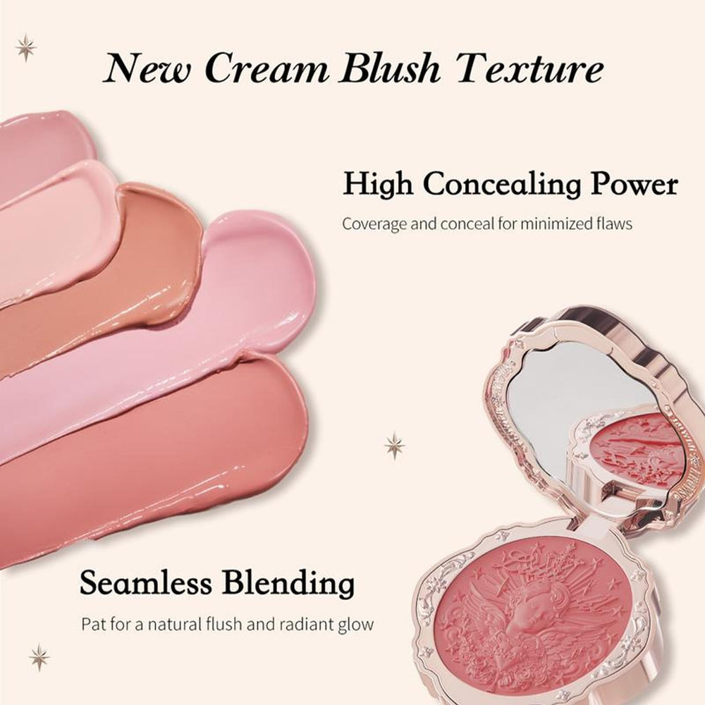 Flower Knows Little Angel Cream Blush swatch on skin showing buildable color