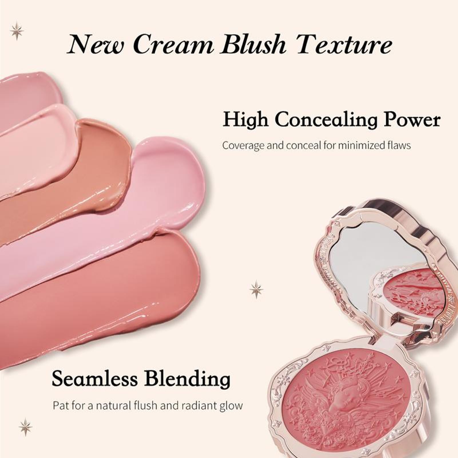 Flower Knows Little Angel Cream Blush swatch on skin showing buildable color