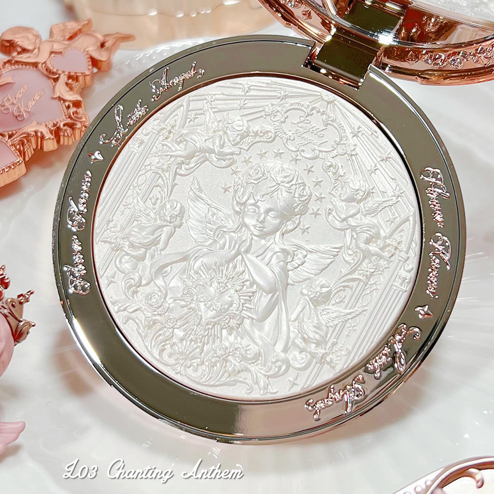 Flower Knows Little Angel embossed highlighter cheekbone highlight sculpted with subtle radiance.