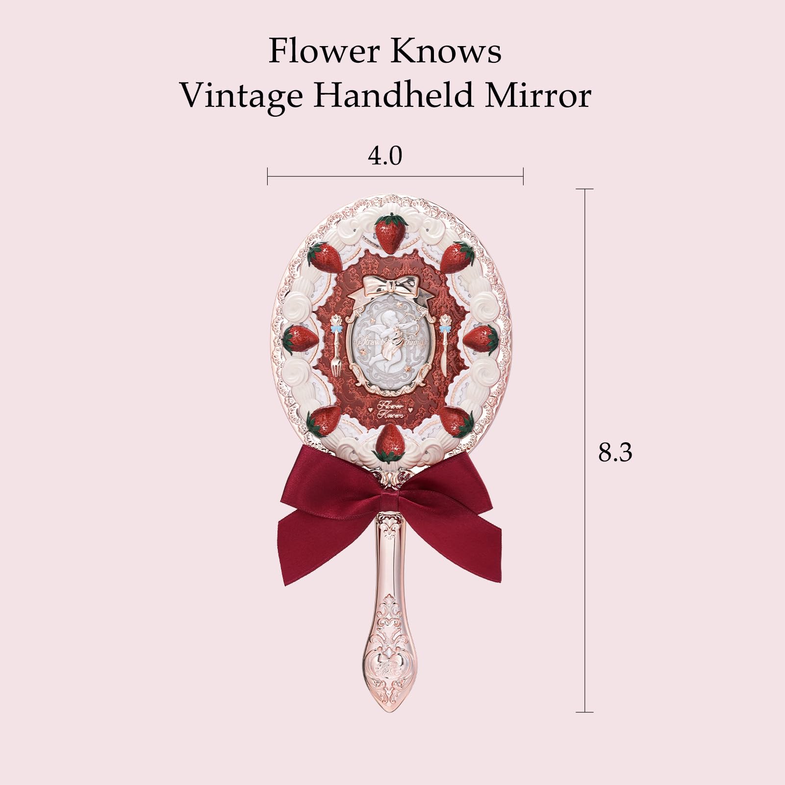 Flower Knows long-handle hand mirror provides easy one-handed use during routines.