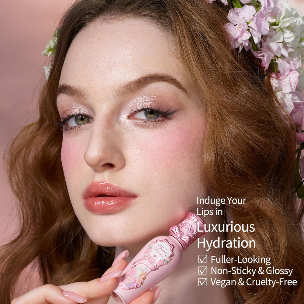 Flower Knows tinted lip oil smooths lines with bleed-free color.