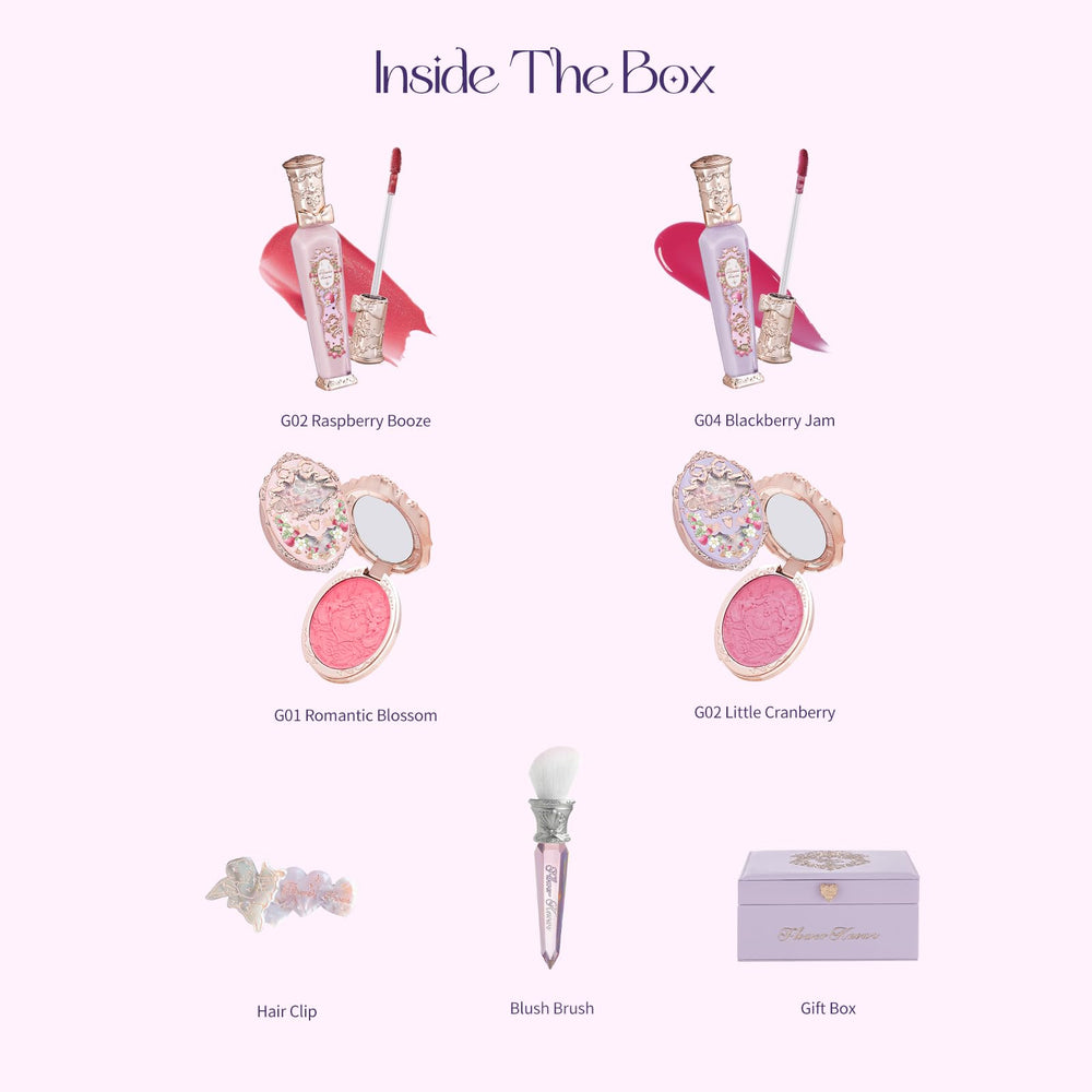 Flower Knows Raspberry Booze lip-gloss adds glossy color for everyday wear.
