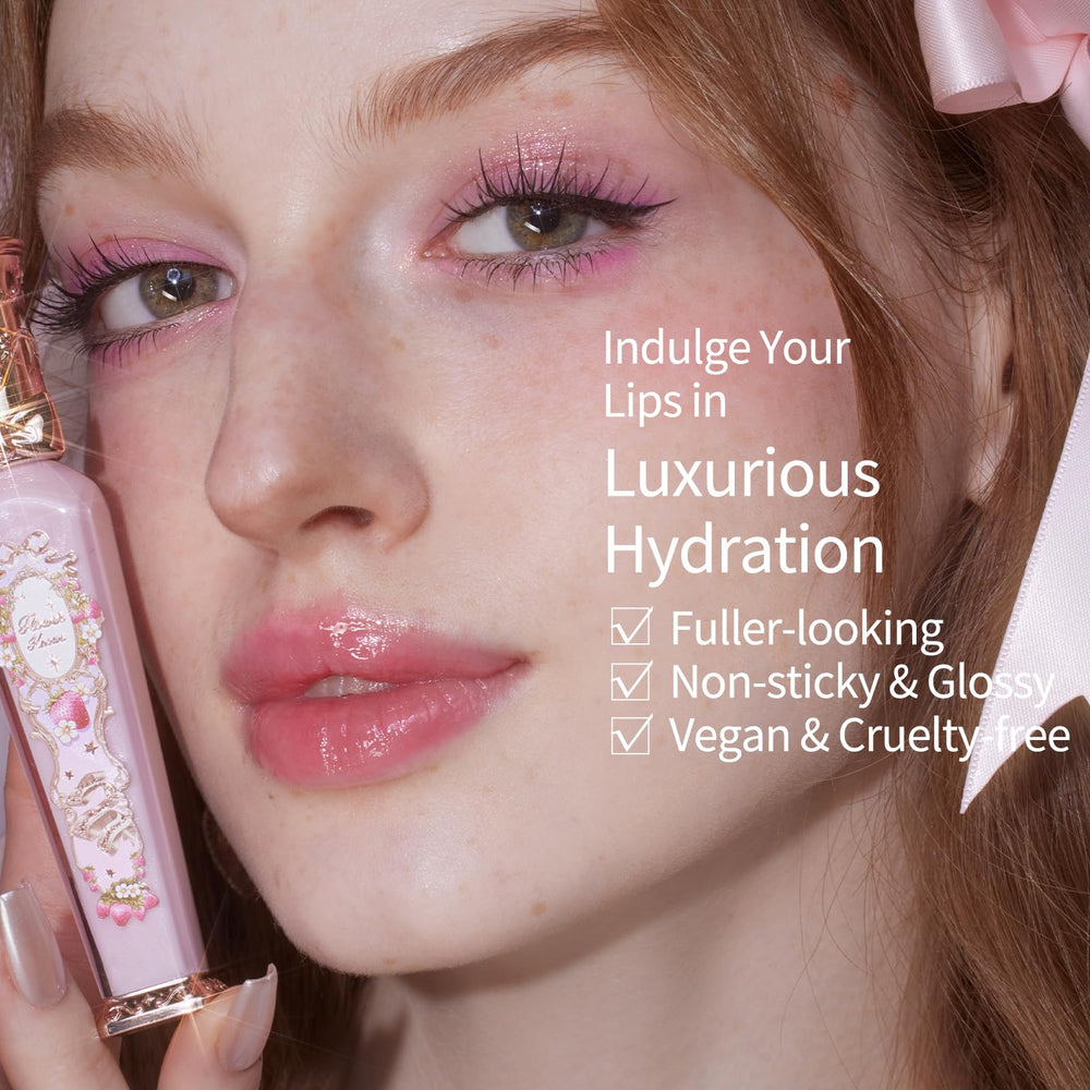 Flower Knows rose-gold cap gloss adds luxe aesthetic.