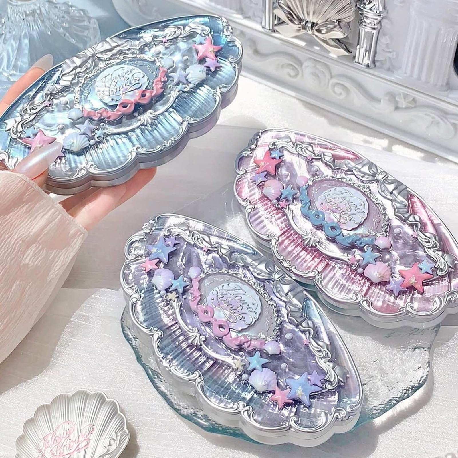 Flower Knows Shell's Jewel packaging is compact and gift-ready for makeup lovers.